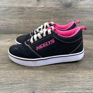 Heelys Kids Black Pink Canvas Lace Up Roller Skate Shoes Youth 5 EUC